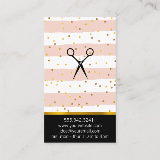 Salon Shears | goudstapjes voor Confetti Visitekaartje (Achterkant)