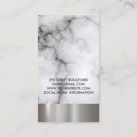 Salon Shears Marble Metal Trim Visitekaartje (Achterkant)