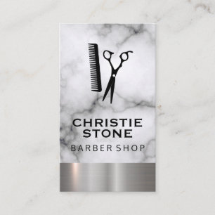 Salon Shears Marble Metal Trim Visitekaartje