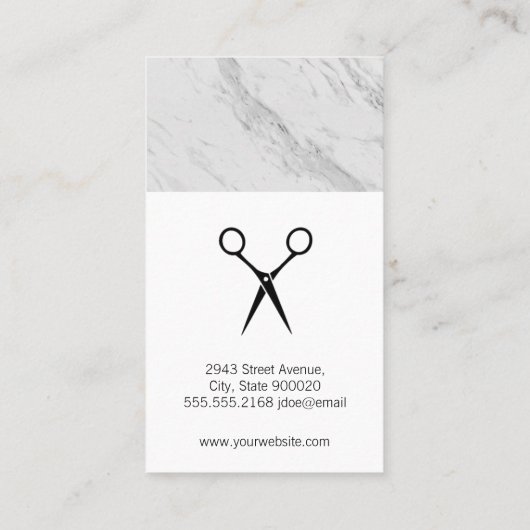 Salon Shears Monogram Marble Trim Cheetah Visitekaartje (Achterkant)