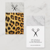 Salon Shears Monogram Marble Trim Cheetah Visitekaartje (Voorkant / Achterkant)