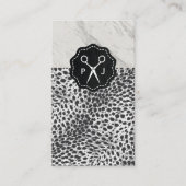 Salon Shears Monogram Marble Trim Leopard Visitekaartje (Voorkant)