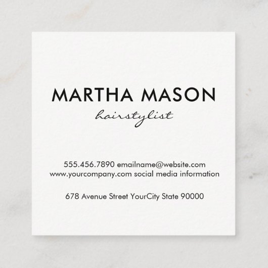 Salon Shears Monogram Vierkante Visitekaartje (Achterkant)