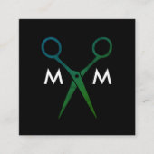 Salon Shears Monogram Vierkante Visitekaartje (Voorkant)