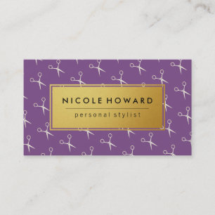 Salon Shears Pattern Paars Visitekaartje