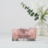 Salon Shears Roos Gold Foil | Bokeh Drip Visitekaartje (Staand voorkant)