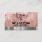 Salon Shears Roos Gold Foil | Bokeh Drip Visitekaartje (Voorkant)