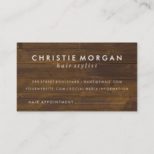 Salon Shears Rustic Monogram Wood Appointcard Afsprakenkaartje (Achterkant)