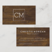 Salon Shears Rustic Monogram Wood Appointcard Afsprakenkaartje (Voorkant / Achterkant)