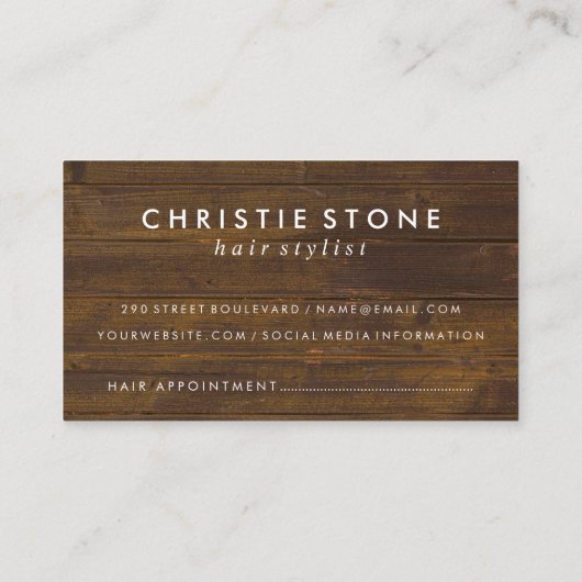 Salon Shears Rustic Wood Appointment Card Afsprakenkaartje (Achterkant)