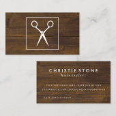 Salon Shears Rustic Wood Appointment Card Afsprakenkaartje (Voorkant / Achterkant)