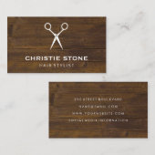 Salon Shears Rustic Wood Visitekaartje (Voorkant / Achterkant)