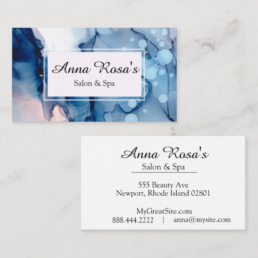 *~* Salon & Spa Abstract Blauw Kunstbeeld Visitekaartje (Voorkant / Achterkant)