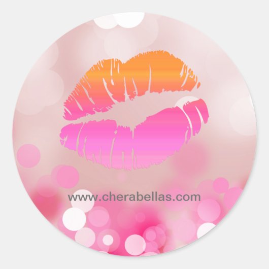 Salon spa beauty sticker roze lippen en verlichtin (Voorkant)