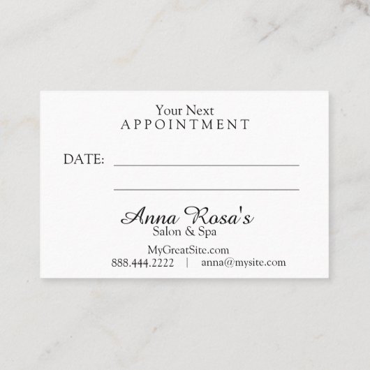 ** Salon & Spa Blauw Abstract Artistiek Chic Afsprakenkaartje (Achterkant)