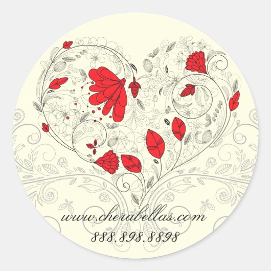 Salon Spa Bloemenhart Rode Crème Sticker / Label (Voorkant)