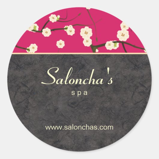 Salon spa bloemenkersenbloesem sticker heet roze (Voorkant)