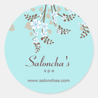 Salon spa bloemenkersenbloesem sticker wit blauw