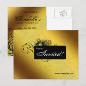 Salon Spa Briefkaart Invitation Gold Butterfly (Voorkant / Achterkant)