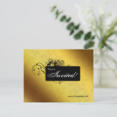 Salon Spa Briefkaart Invitation Gold Butterfly (Staand voorkant)