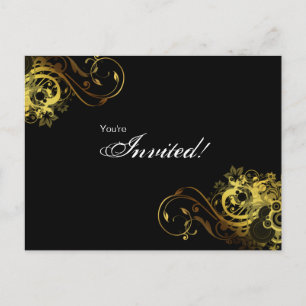 Salon Spa Briefkaart Invitation Gold Butterfly 2