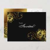 Salon Spa Briefkaart Invitation Gold Butterfly 2 (Voorkant / Achterkant)
