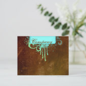 Salon Spa Briefkaart Invitation Grunge Blue Brown (Staand voorkant)
