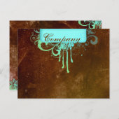 Salon Spa Briefkaart Invitation Grunge Blue Brown (Voorkant / Achterkant)