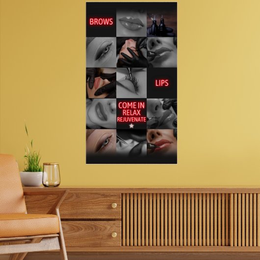 Salon Spa Brows Lips Kom in Relax Verjongen Poster (Woonkamer 2)