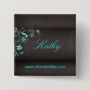 Salon Spa Butterfly Name Tag Button Brooch
