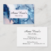 *~* Salon & Spa Chic Abstract Blue Artistic Visitekaartje (Voorkant / Achterkant)