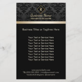 Salon SPA Damask Monogram Elegant Black & Gold Flyer (Voorkant)