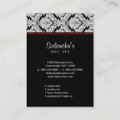 Salon Spa de Zwarte van de Sjabloon van het Damast Visitekaartje (Achterkant)