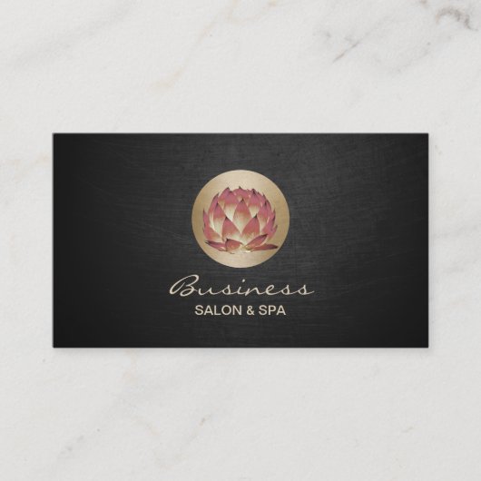 Salon & Spa Elegant Gold Lotus Flower Logo Modern Visitekaartje (Voorkant)