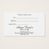 *~* Salon & Spa Event Feminine Chic Artistic Visitekaartje (Achterkant)