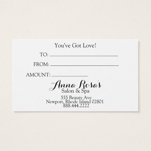 *~* Salon & Spa Event Feminine Chic Artistic Visitekaartje (Achterkant)