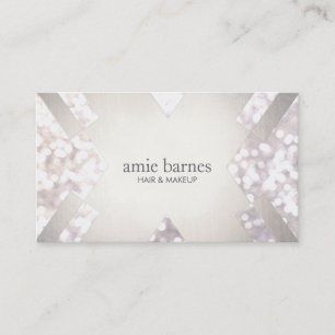 Salon & Spa Festive White Bokeh Silver Geometric Visitekaartje