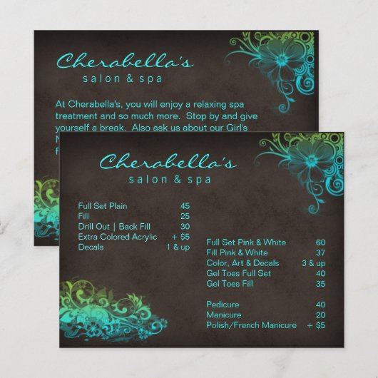 Salon Spa Floral Briefkaart Brochure (Voorkant / Achterkant)