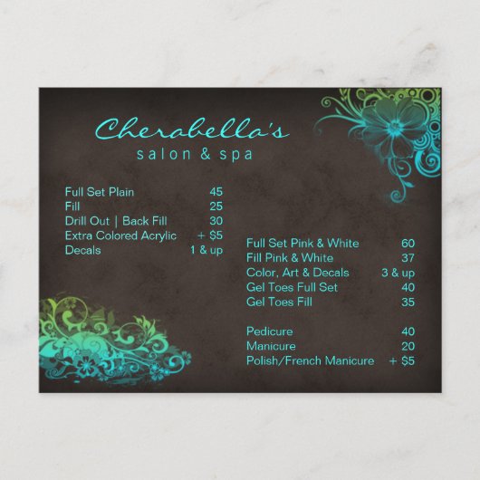 Salon Spa Floral Briefkaart Brochure (Voorkant)