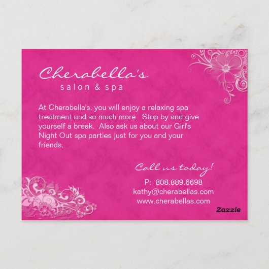 Salon Spa Floral Briefkaart Brochure Roze (Achterkant)