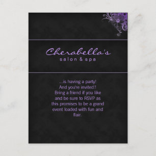 Salon Spa Floral Briefkaart Uitnodiging Paars Blac