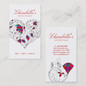 Salon Spa Floral Heart Red Colorful Visitekaartje (Voorkant / Achterkant)