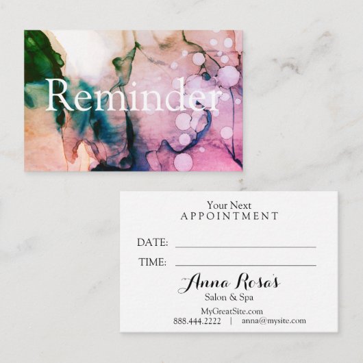 ** Salon & Spa Fuschia Chic Abstract Artistiek Afsprakenkaartje (Voorkant / Achterkant)