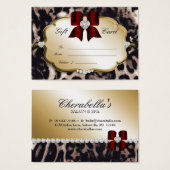 Salon Spa Gift Kaart Leopard Gold Wine Red (Voorkant /achterkant)