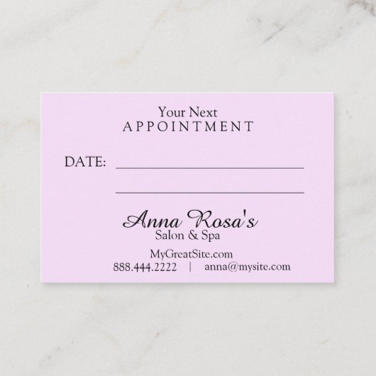 ** Salon & Spa Iridescent Folie Rainbow Paarse Afsprakenkaartje (Achterkant)