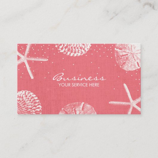 Salon & Spa Koraal Rood Strand Zeeschelpen Visitekaartje (Voorkant)