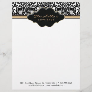 Salon Spa Letterhead Damask Beige Custom Briefhoofd