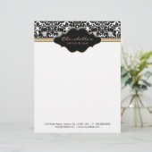 Salon Spa Letterhead Damask Beige Custom Briefhoofd (Staand voorkant)
