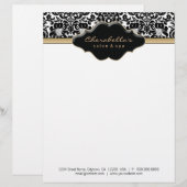 Salon Spa Letterhead Damask Beige Custom Briefhoofd (Voorkant / Achterkant)