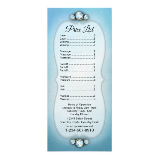  Salon Spa Menu Prijslijst Sjabloon (Achterkant)